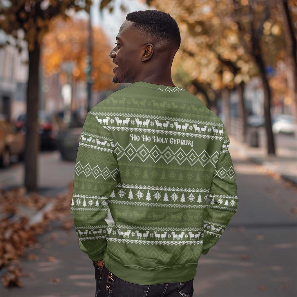 Cyprus Christmas Sweatshirt Santa Riding Ram Ho Ho Holy Cyprus - African Pride