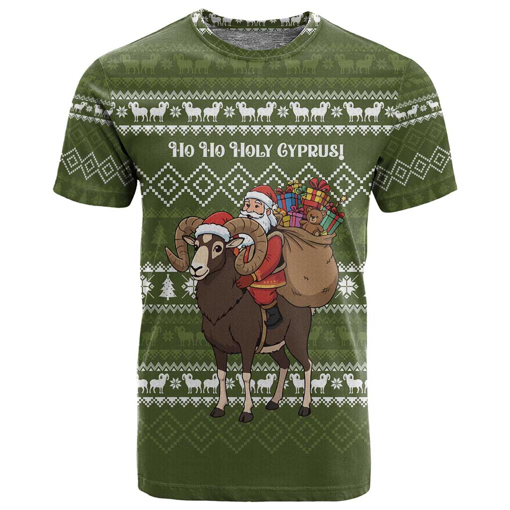 Cyprus Christmas T shirt Santa Riding Ram Ho Ho Holy Cyprus - African Pride
