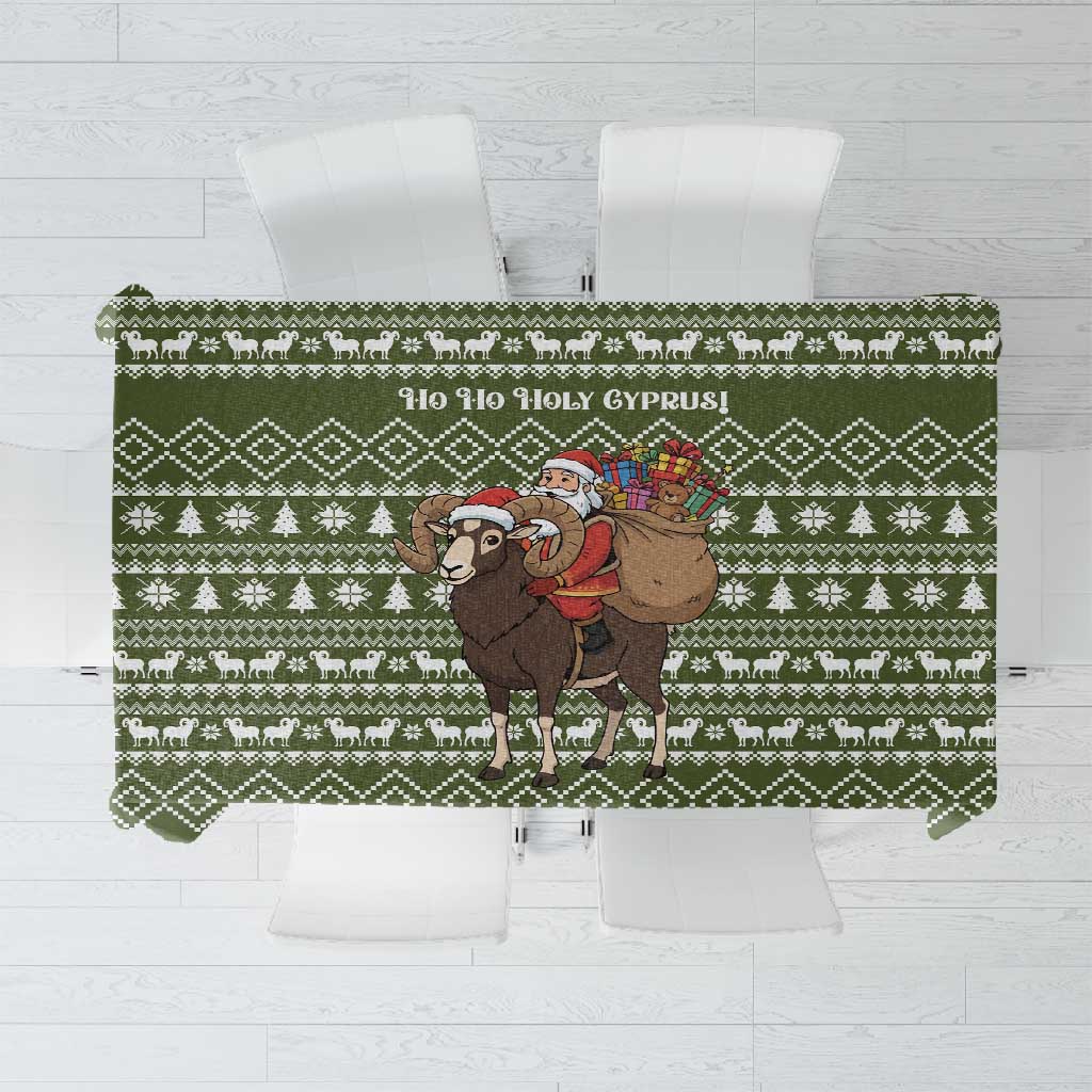 Cyprus Christmas Tablecloth Santa Riding Ram Ho Ho Holy Cyprus - African Pride