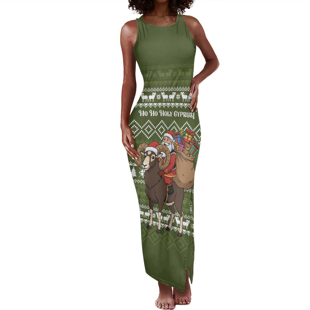 Cyprus Christmas Tank Maxi Dress Santa Riding Ram Ho Ho Holy Cyprus - African Pride