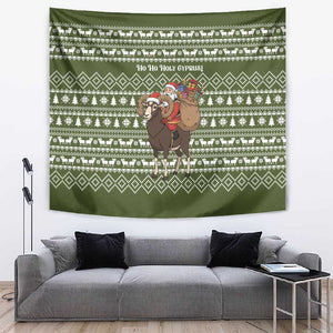 Cyprus Christmas Tapestry Santa Riding Ram Ho Ho Holy Cyprus - African Pride