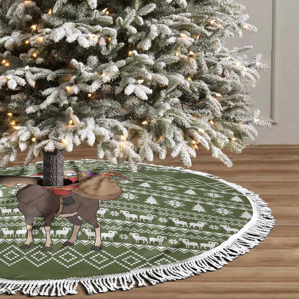 Cyprus Christmas Tree Skirt Santa Riding Ram Ho Ho Holy Cyprus - African Pride