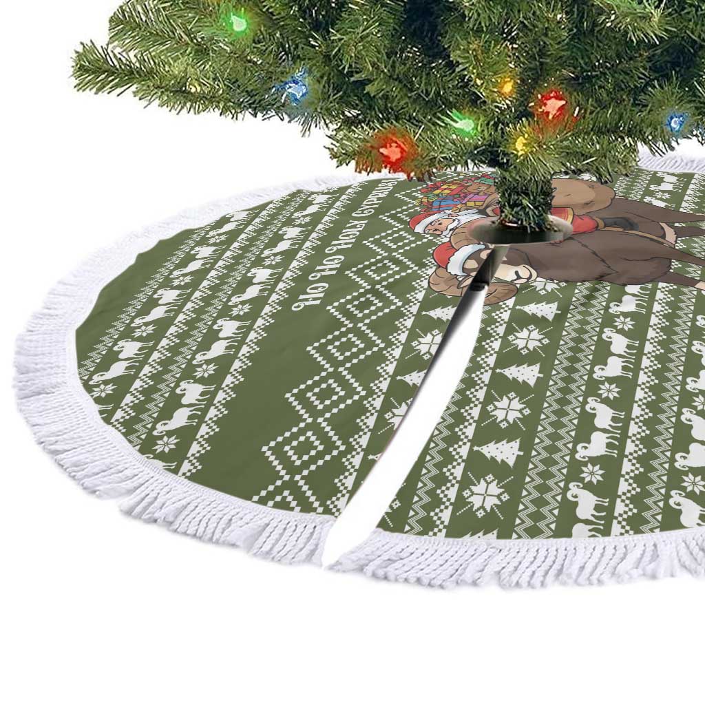 Cyprus Christmas Tree Skirt Santa Riding Ram Ho Ho Holy Cyprus - African Pride