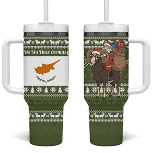 Cyprus Christmas Tumbler With Handle Santa Riding Ram Ho Ho Holy Cyprus - African Pride