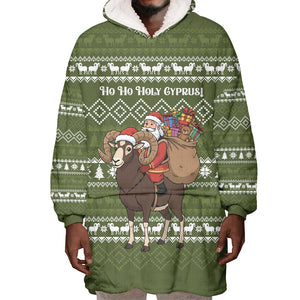 Cyprus Christmas Wearable Blanket Hoodie Santa Riding Ram Ho Ho Holy Cyprus - African Pride