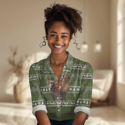 Cyprus Christmas Women Casual Shirt Santa Riding Ram Ho Ho Holy Cyprus - African Pride