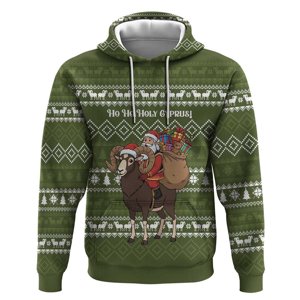 Cyprus Christmas Zip Hoodie Santa Riding Ram Ho Ho Holy Cyprus - African Pride