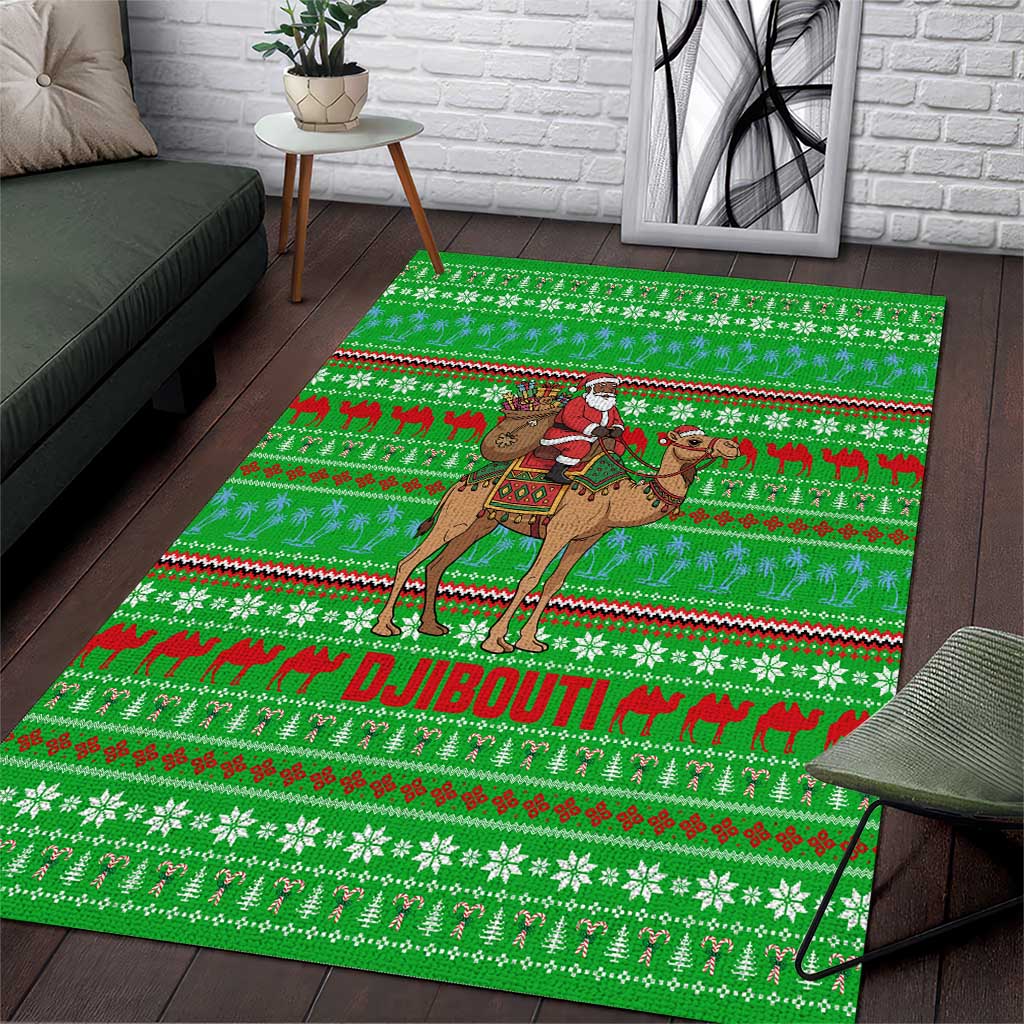 Djibouti Christmas Area Rug Santa Riding Camel Palm Trees Camel - African Pride