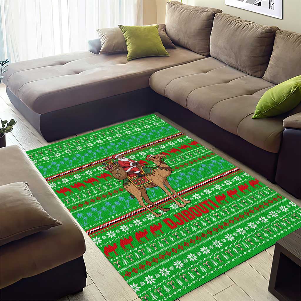 Djibouti Christmas Area Rug Santa Riding Camel Palm Trees Camel - African Pride