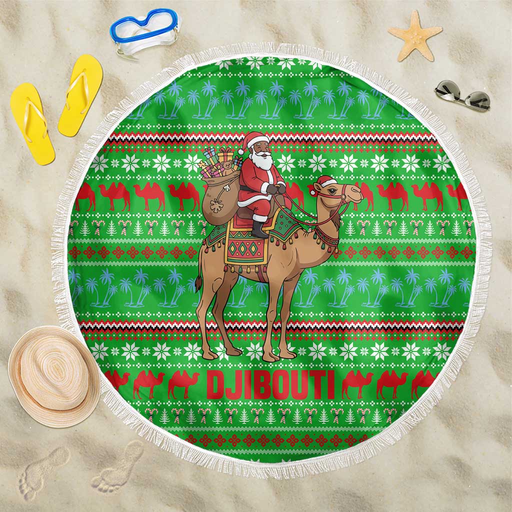 Djibouti Christmas Beach Blanket Santa Riding Camel Palm Trees Camel - African Pride