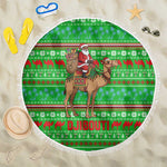 Djibouti Christmas Beach Blanket Santa Riding Camel Palm Trees Camel - African Pride