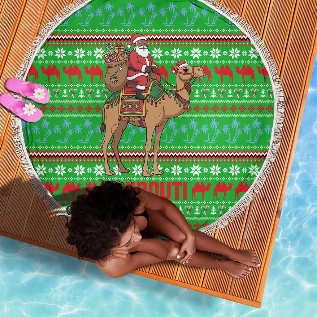 Djibouti Christmas Beach Blanket Santa Riding Camel Palm Trees Camel - African Pride