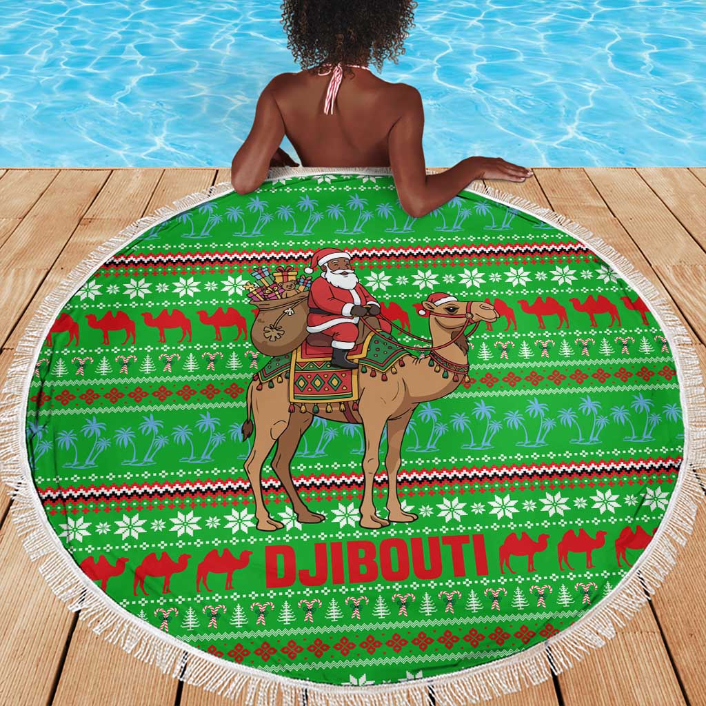 Djibouti Christmas Beach Blanket Santa Riding Camel Palm Trees Camel - African Pride
