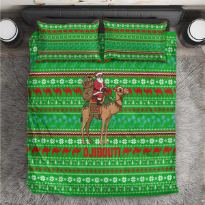 Djibouti Christmas Bedding Set Santa Riding Camel Palm Trees Camel - African Pride
