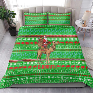 Djibouti Christmas Bedding Set Santa Riding Camel Palm Trees Camel - African Pride