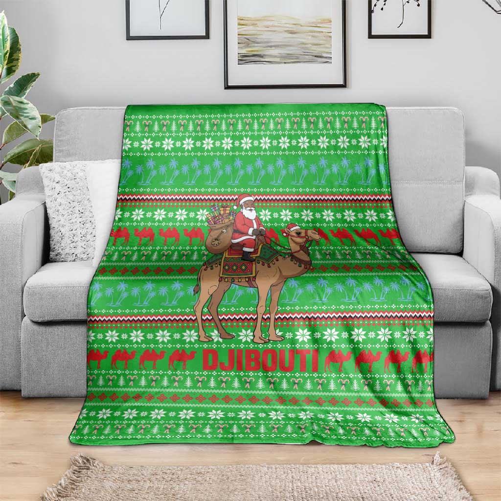 Djibouti Christmas Blanket Santa Riding Camel Palm Trees Camel - African Pride