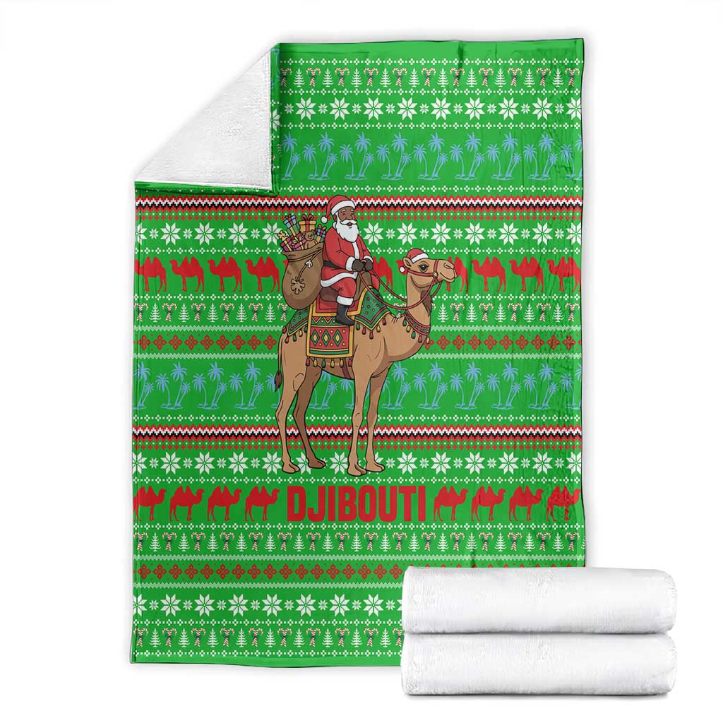 Djibouti Christmas Blanket Santa Riding Camel Palm Trees Camel - African Pride