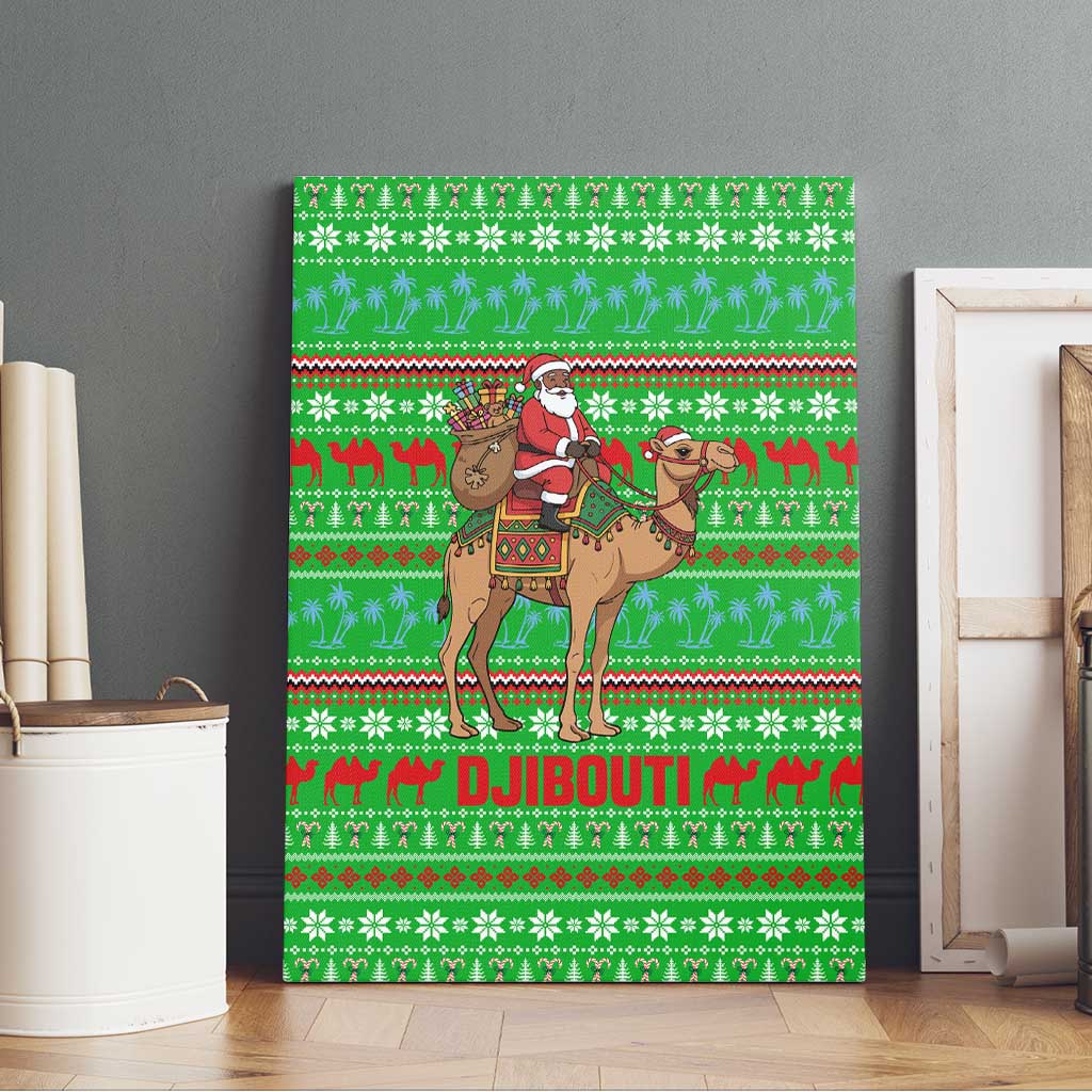 Djibouti Christmas Canvas Wall Art Santa Riding Camel Palm Trees Camel - African Pride