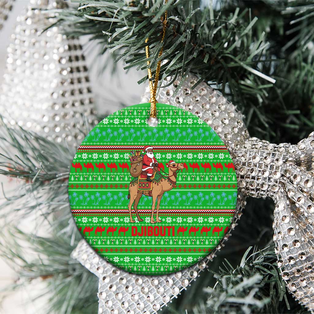 Djibouti Christmas Ceramic Ornament Santa Riding Camel Palm Trees Camel - African Pride
