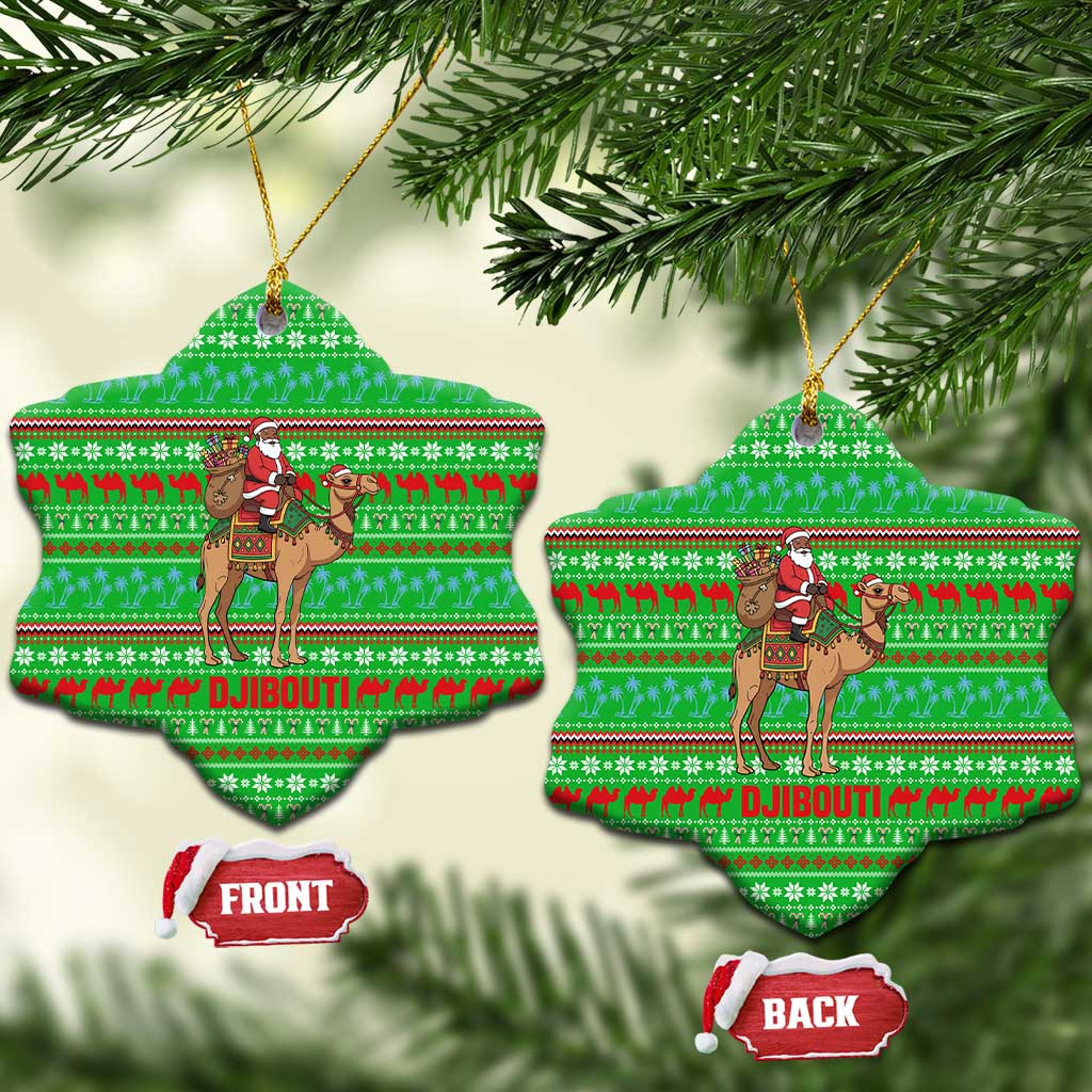 Djibouti Christmas Ceramic Ornament Santa Riding Camel Palm Trees Camel - African Pride