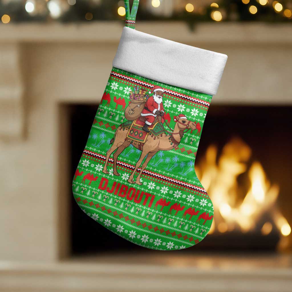 Djibouti Christmas Stocking Santa Riding Camel Palm Trees Camel - African Pride