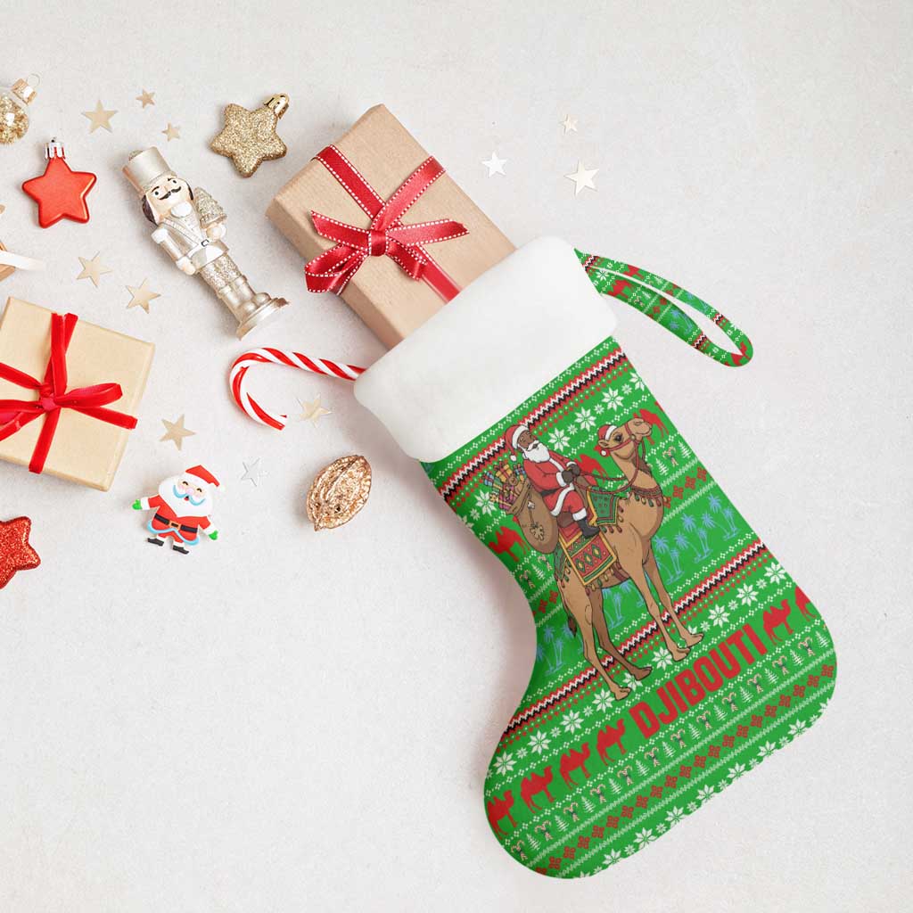 Djibouti Christmas Stocking Santa Riding Camel Palm Trees Camel - African Pride