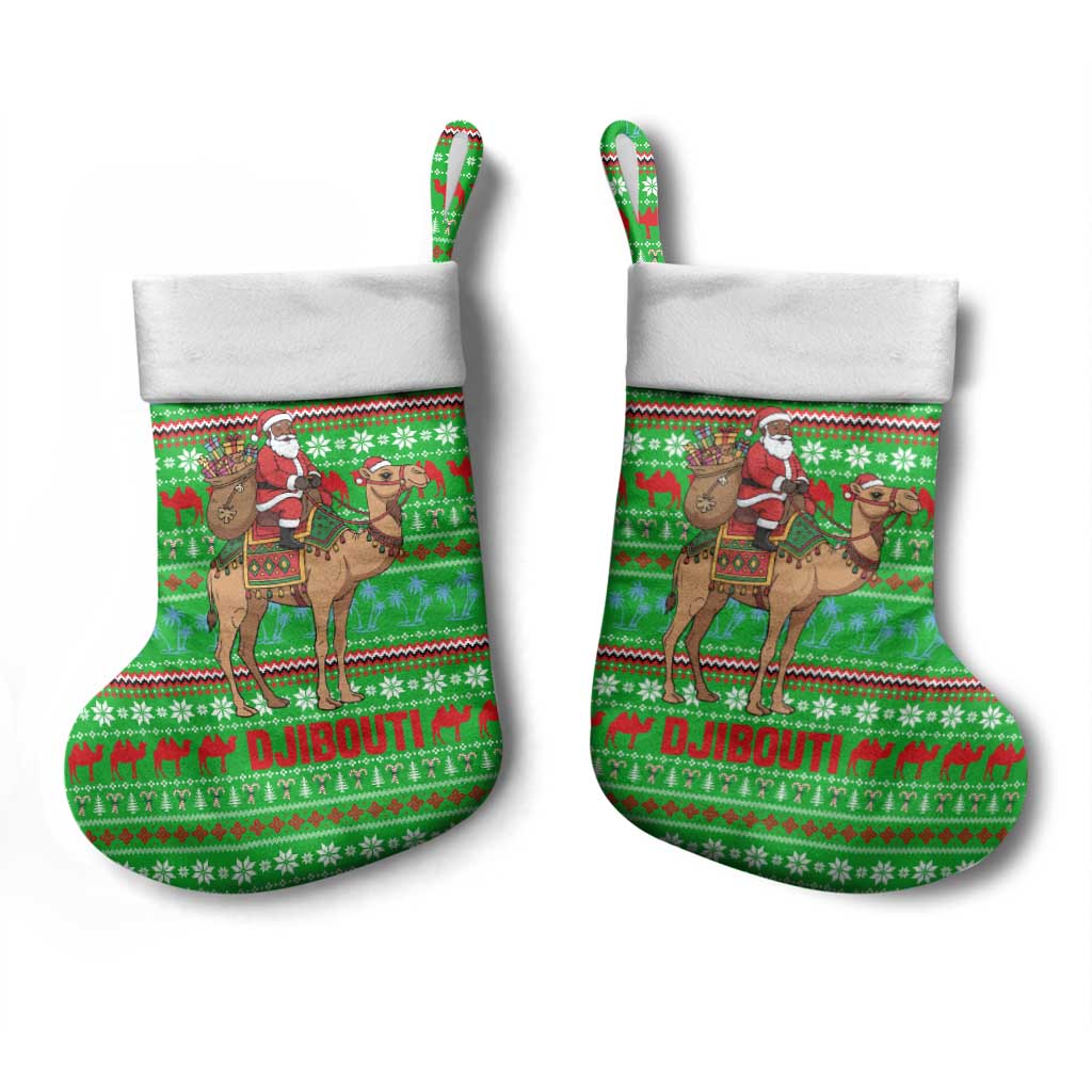 Djibouti Christmas Stocking Santa Riding Camel Palm Trees Camel - African Pride