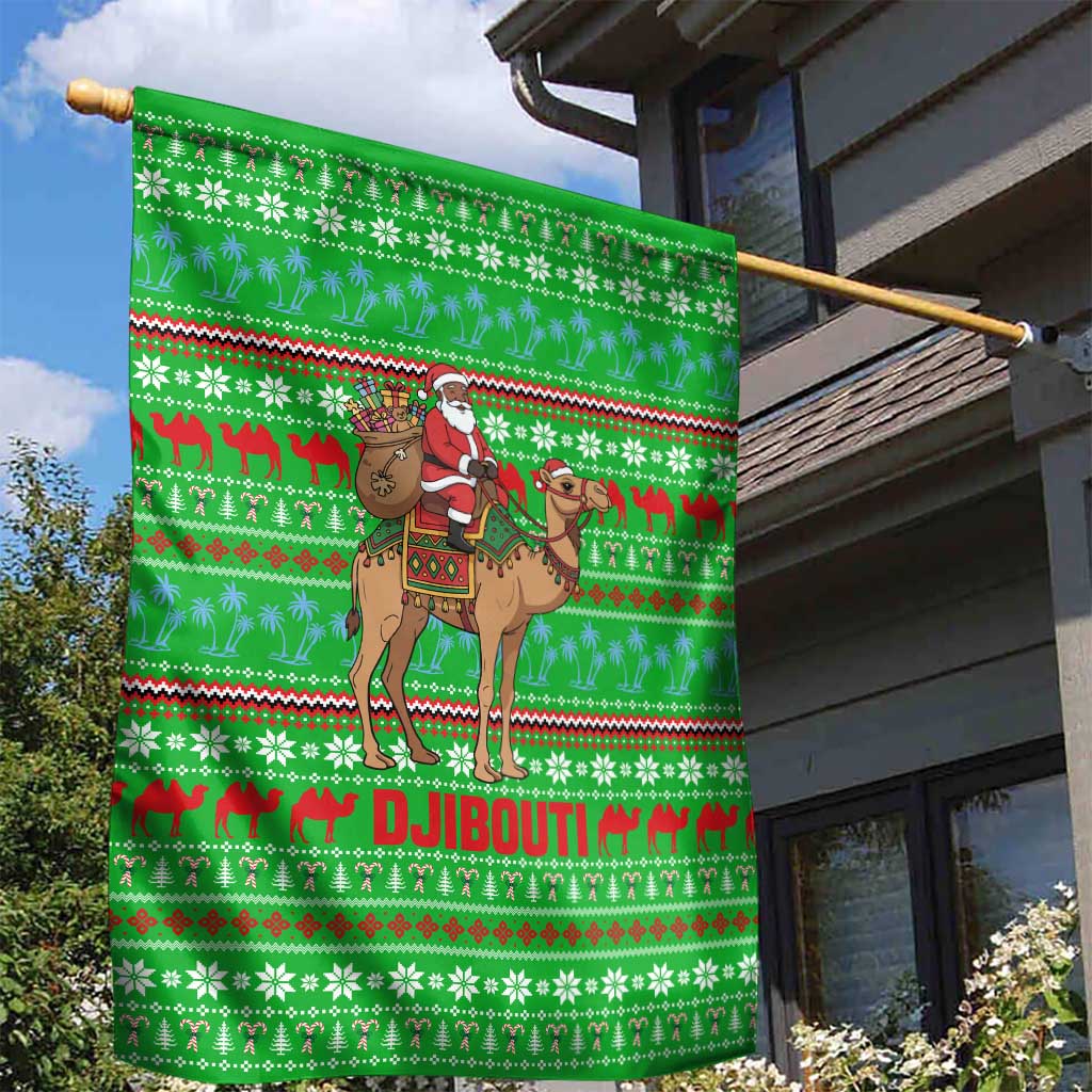 Djibouti Christmas Garden Flag Santa Riding Camel Palm Trees Camel - African Pride