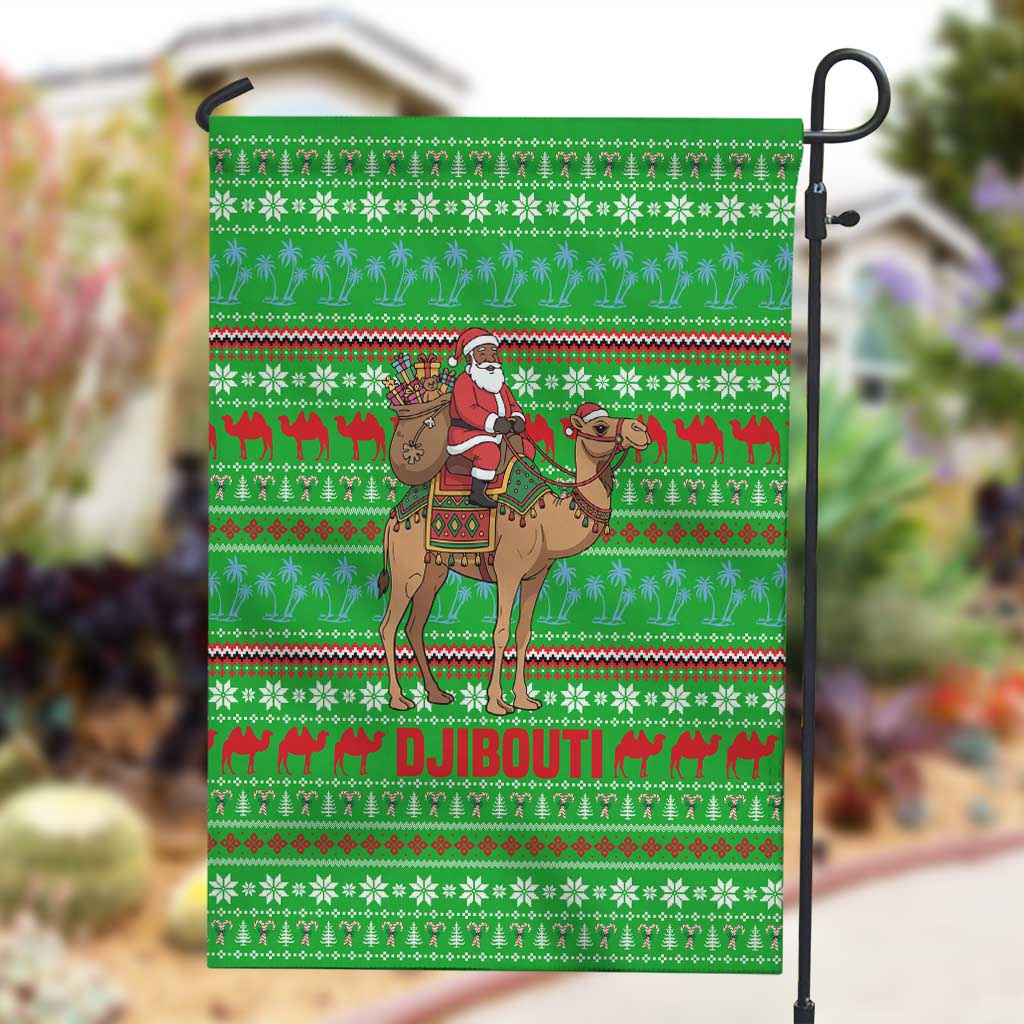 Djibouti Christmas Garden Flag Santa Riding Camel Palm Trees Camel - African Pride