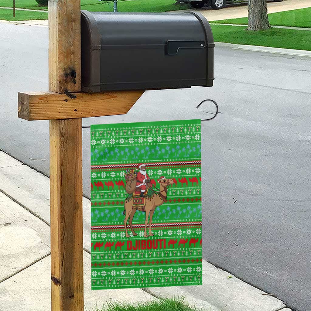 Djibouti Christmas Garden Flag Santa Riding Camel Palm Trees Camel - African Pride