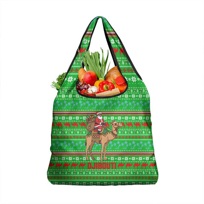 Djibouti Christmas Grocery Bag Santa Riding Camel Palm Trees Camel - African Pride