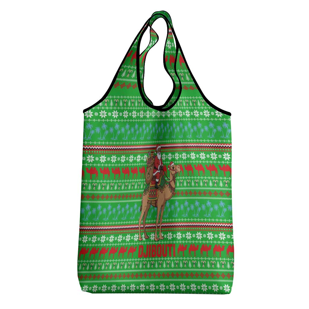 Djibouti Christmas Grocery Bag Santa Riding Camel Palm Trees Camel - African Pride