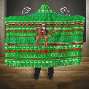 Djibouti Christmas Hooded Blanket Santa Riding Camel Palm Trees Camel - African Pride