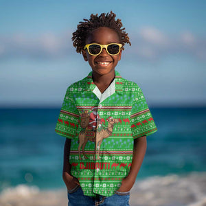 Djibouti Christmas Kid Hawaiian Shirt Santa Riding Camel Palm Trees Camel - African Pride