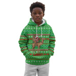 Djibouti Christmas Kid Hoodie Santa Riding Camel Palm Trees Camel - African Pride