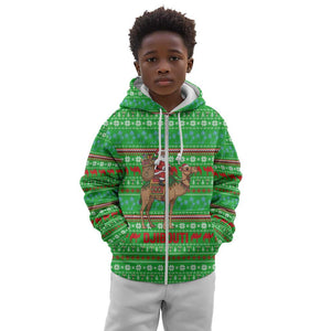 Djibouti Christmas Kid Hoodie Santa Riding Camel Palm Trees Camel - African Pride
