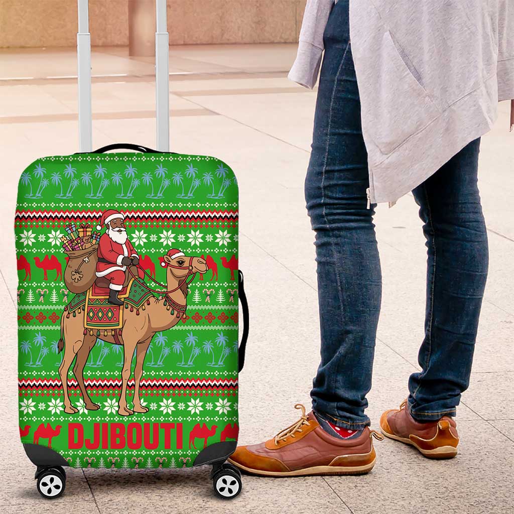 Djibouti Christmas Luggage Cover Santa Riding Camel Palm Trees Camel - African Pride