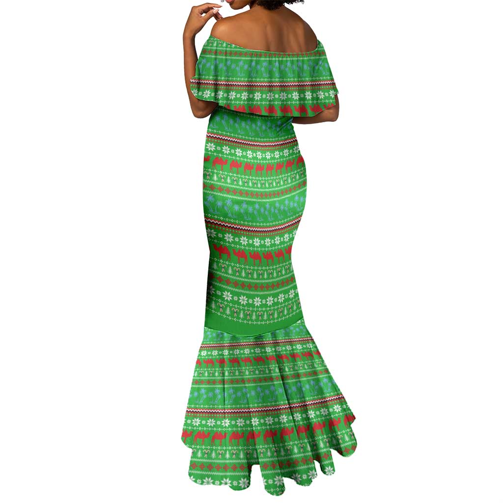 Djibouti Christmas Mermaid Dress Santa Riding Camel Palm Trees Camel - African Pride