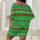 Djibouti Christmas Off Shoulder Short Dress Santa Riding Camel Palm Trees Camel - African Pride