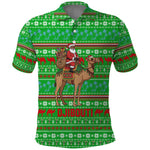 Djibouti Christmas Polo Shirt Santa Riding Camel Palm Trees Camel - African Pride