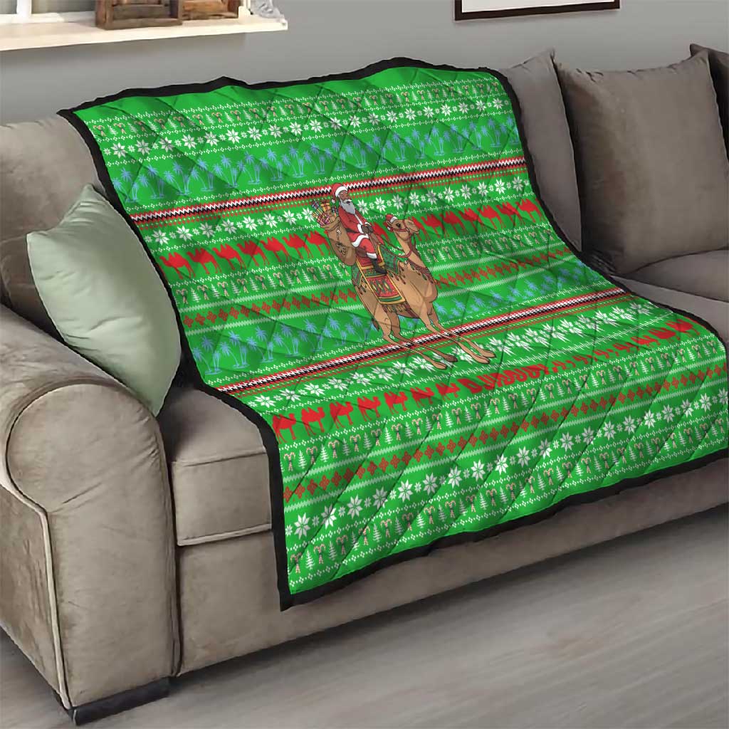 Djibouti Christmas Quilt Santa Riding Camel Palm Trees Camel - African Pride