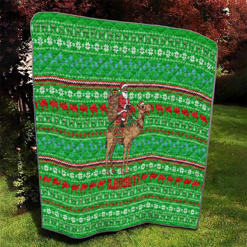 Djibouti Christmas Quilt Santa Riding Camel Palm Trees Camel - African Pride