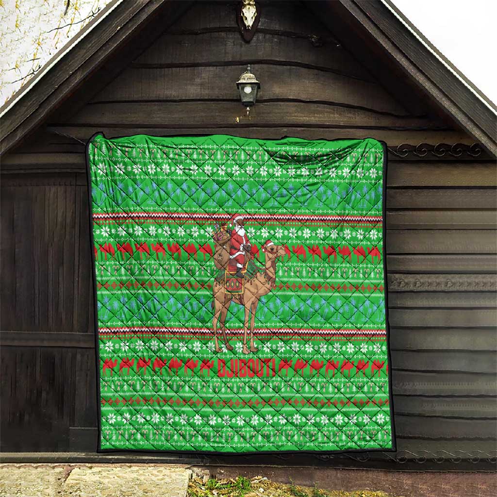 Djibouti Christmas Quilt Santa Riding Camel Palm Trees Camel - African Pride