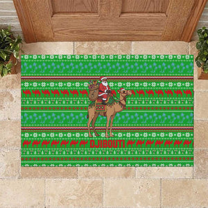 Djibouti Christmas Rubber Doormat Santa Riding Camel Palm Trees Camel - African Pride