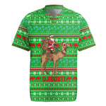 Djibouti Christmas Rugby Jersey Santa Riding Camel Palm Trees Camel - African Pride