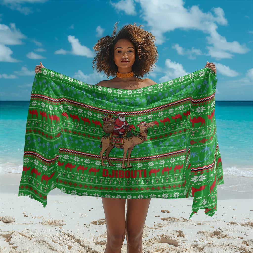 Djibouti Christmas Sarong Santa Riding Camel Palm Trees Camel - African Pride
