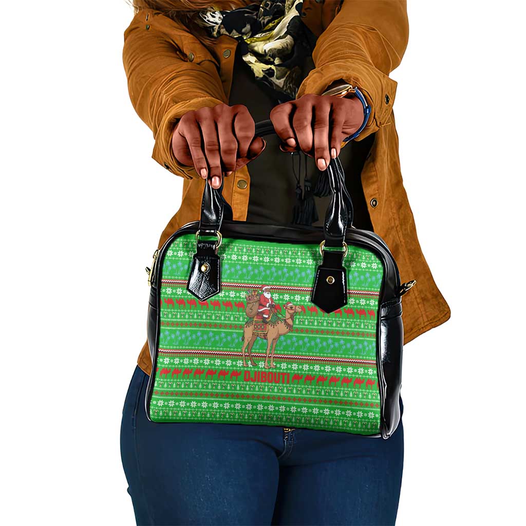 Djibouti Christmas Shoulder Handbag Santa Riding Camel Palm Trees Camel - African Pride