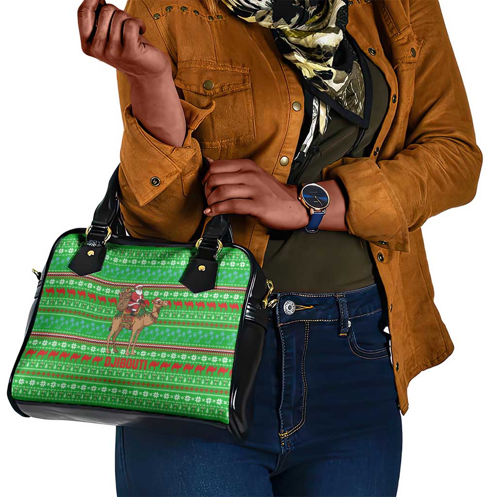 Djibouti Christmas Shoulder Handbag Santa Riding Camel Palm Trees Camel - African Pride