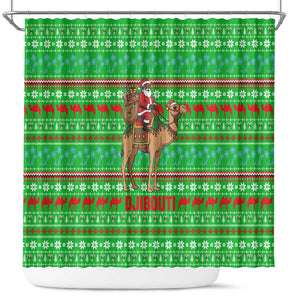 Djibouti Christmas Shower Curtain Santa Riding Camel Palm Trees Camel - African Pride