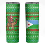 Djibouti Christmas Skinny Tumbler Santa Riding Camel Palm Trees Camel - African Pride